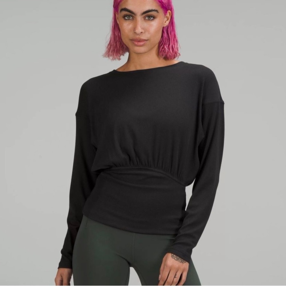Lululemon | Ribbed Modal-Silk Blend Long Sleeve Shirt | Black | 4